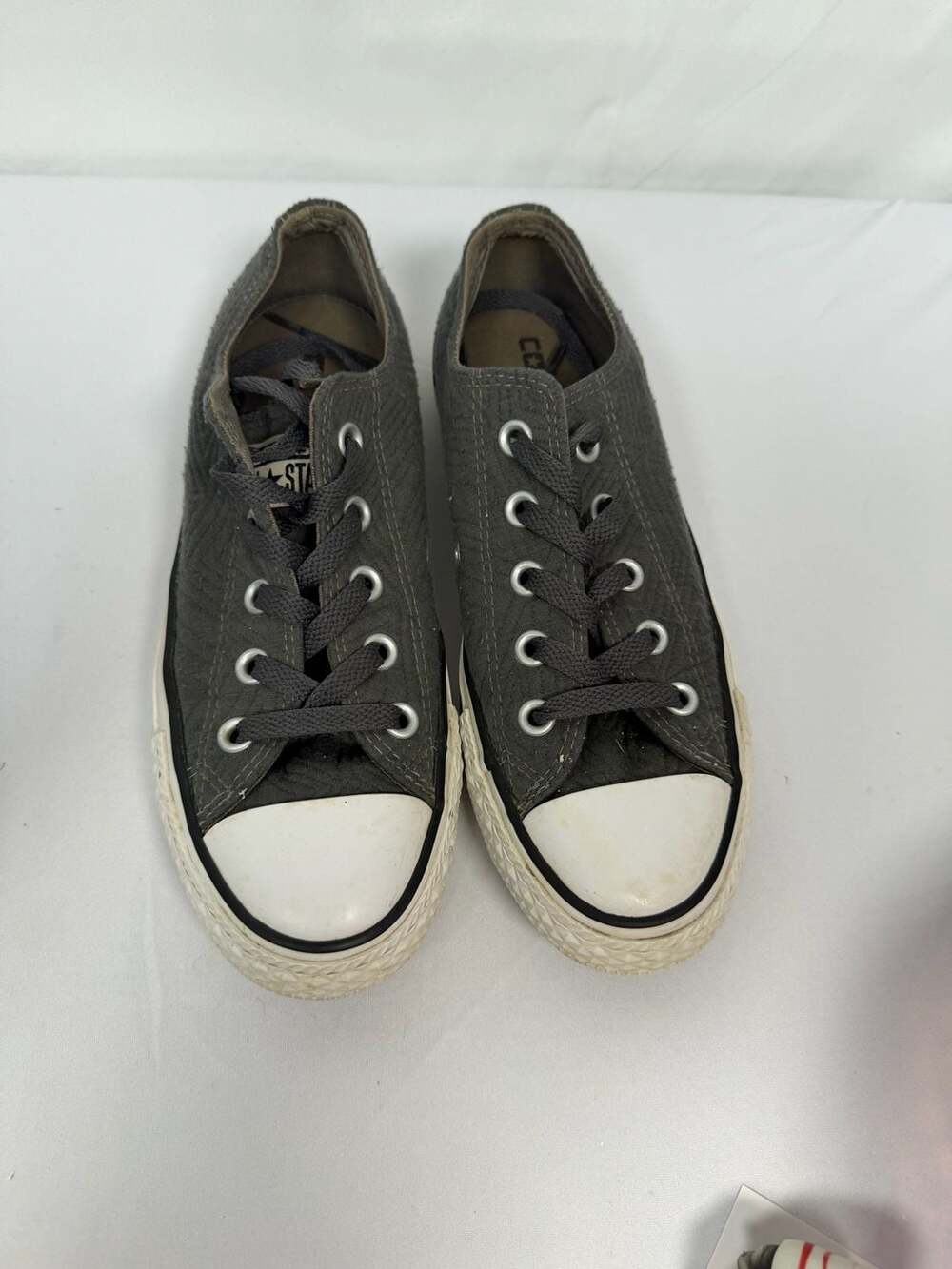 Converse Chuck Taylor All Star Low Top Sneakers in Gray Chevron Weave Pattern, S - Picture 3 of 6